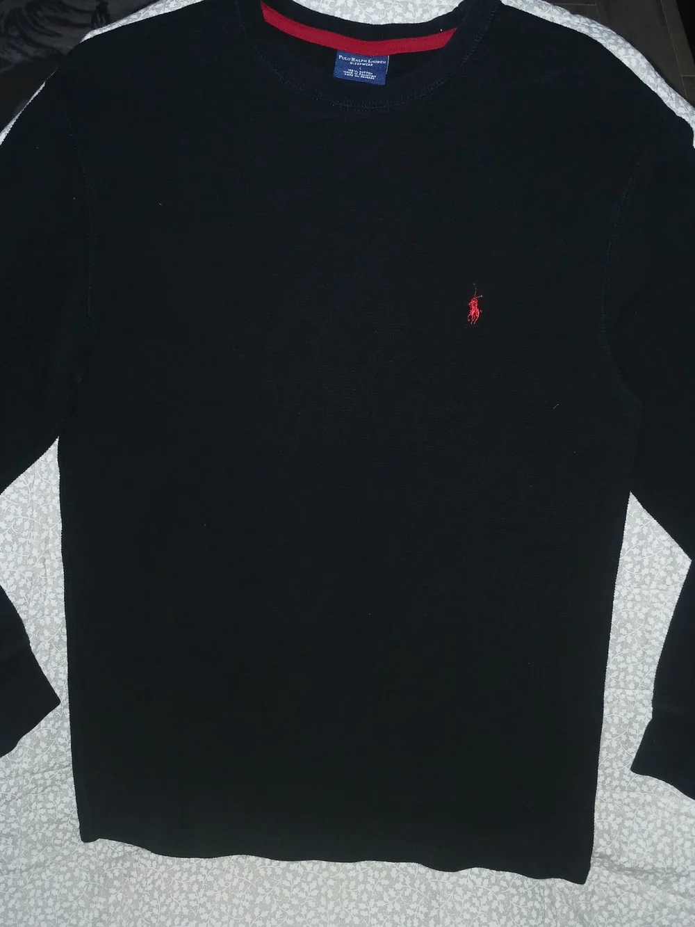 Polo by Ralph Lauren Black Long Sleeve Thermal Mens Sz Large Red Pony